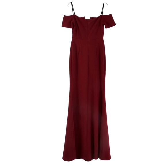 Lulus Lynne Burgundy Off-the-Shoulder Maxi Dress Floor Length Formal Gown Small - Picture 7 of 13